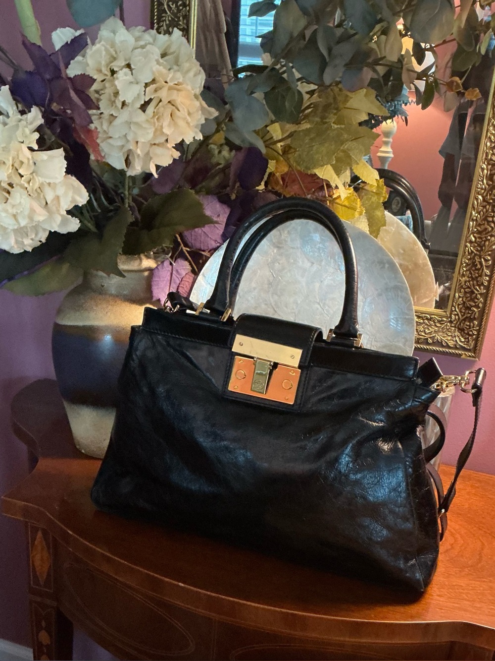 TORY BURCH Holland Satchel Bag. Very Good. Size approx. 11”X15”.